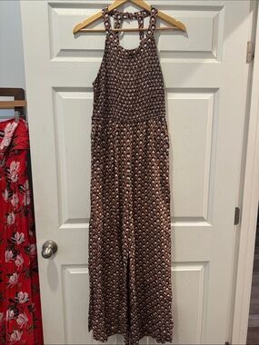 Jessica Simpson Navy Printed Halter jumpsuit